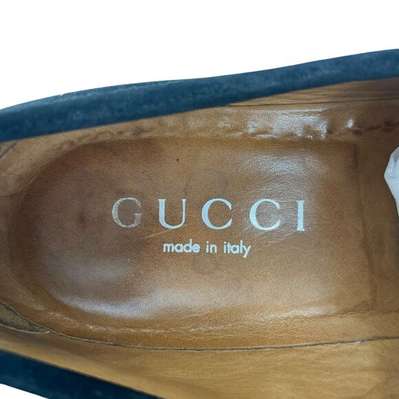 Gucci Horsebit Suede Lug Sole Slip On Loafer Black Men Size 10/ US 11 - Picture 12 of 16